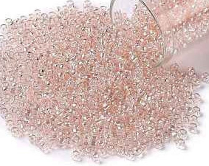 8/0 Toho Seed Beads, Transparent Luster Rosaline (106), 10 grams, About 222 Round Seed Beads, 3mm with 1mm Hole, Luster Finish