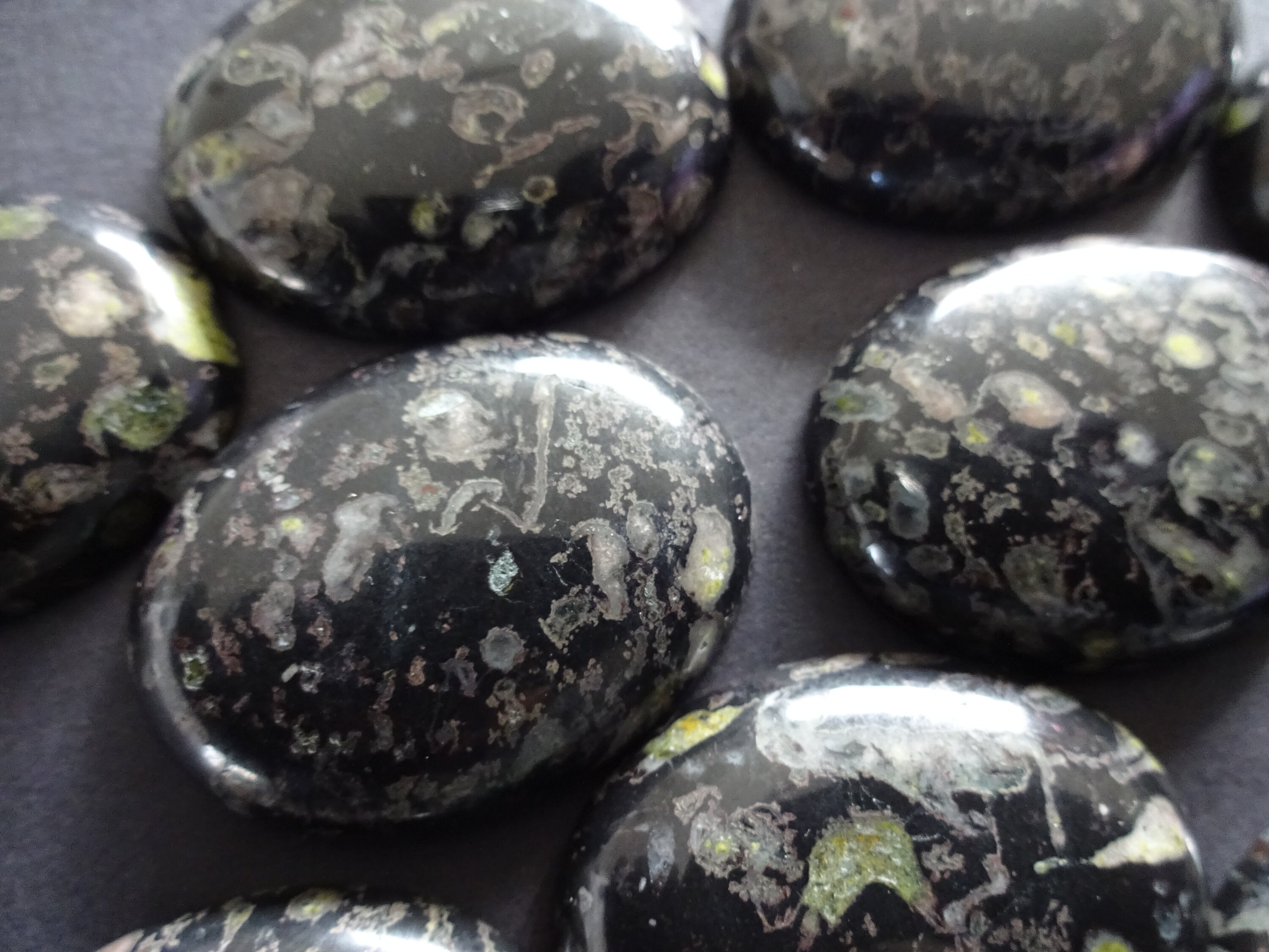 40x30x8mm Natural Plum Blossom Jade Cabochon, Oval Cabochon, Polished