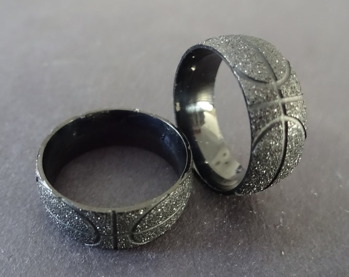 Stainless Steel Basketball Ring, Sports Band, Matte Black Color, US Sizes 6-12, Handcrafted Steel Ring, Unisex Jewelry, Sports Lover Ring