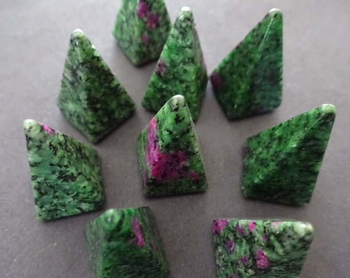 25x14mm Natural Ruby In Zoisite Pyramid Cabochon, Triangle Cab, Zoisite Crystal Cab, Undrilled, Pyramid Crystal, Pointed, Green & Purple