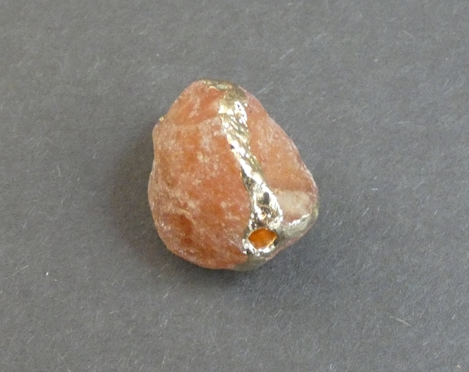 25x19x18mm Natural Gemstone Bead with Light Gold Brass Findings, One of a Kind, Gemstone Nugget, Only One Available, Orange Gemstone Bead