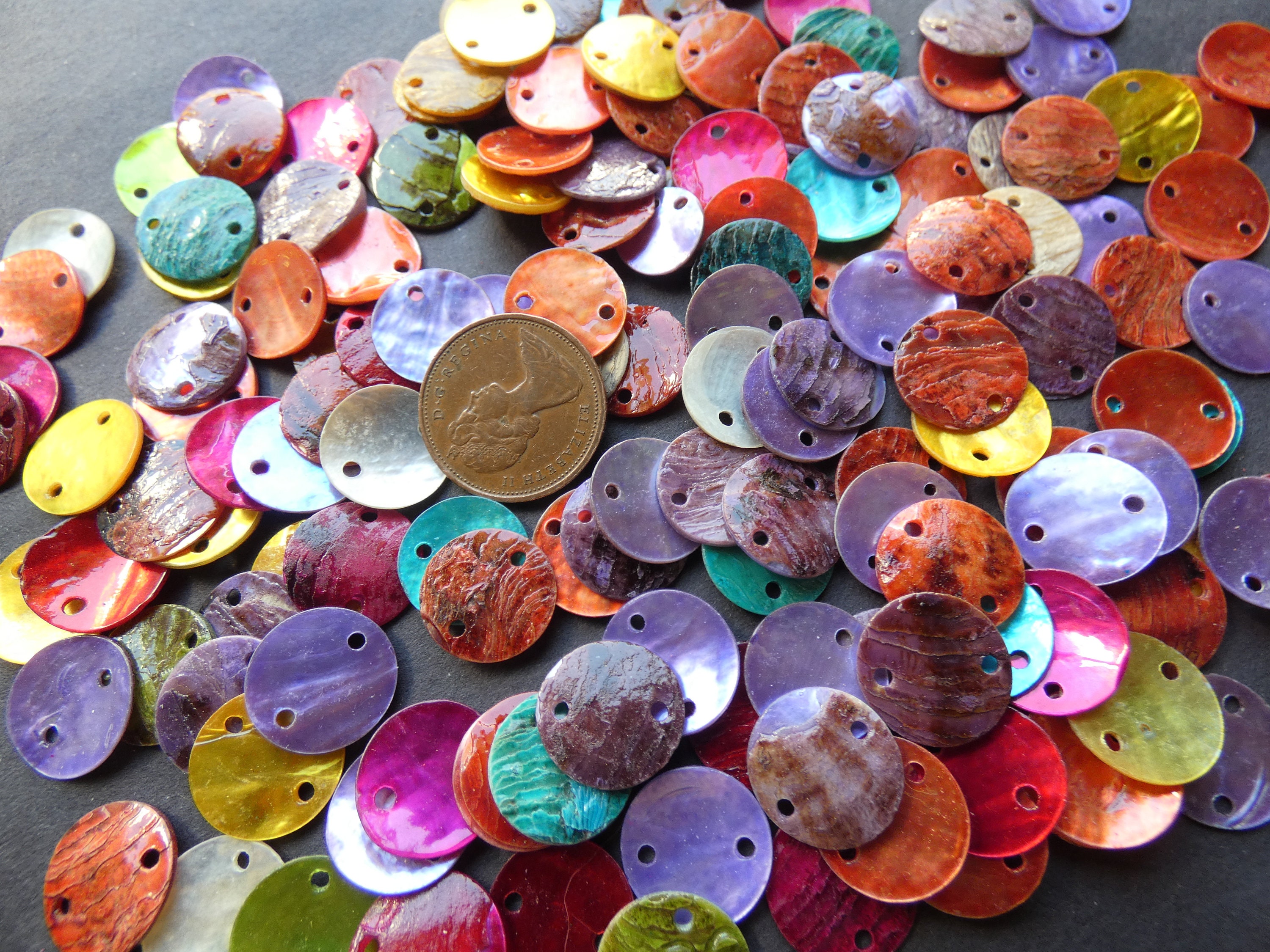 13mm Natural Shell Beads Dyed Mixed Colors 1mm Hole Etsy