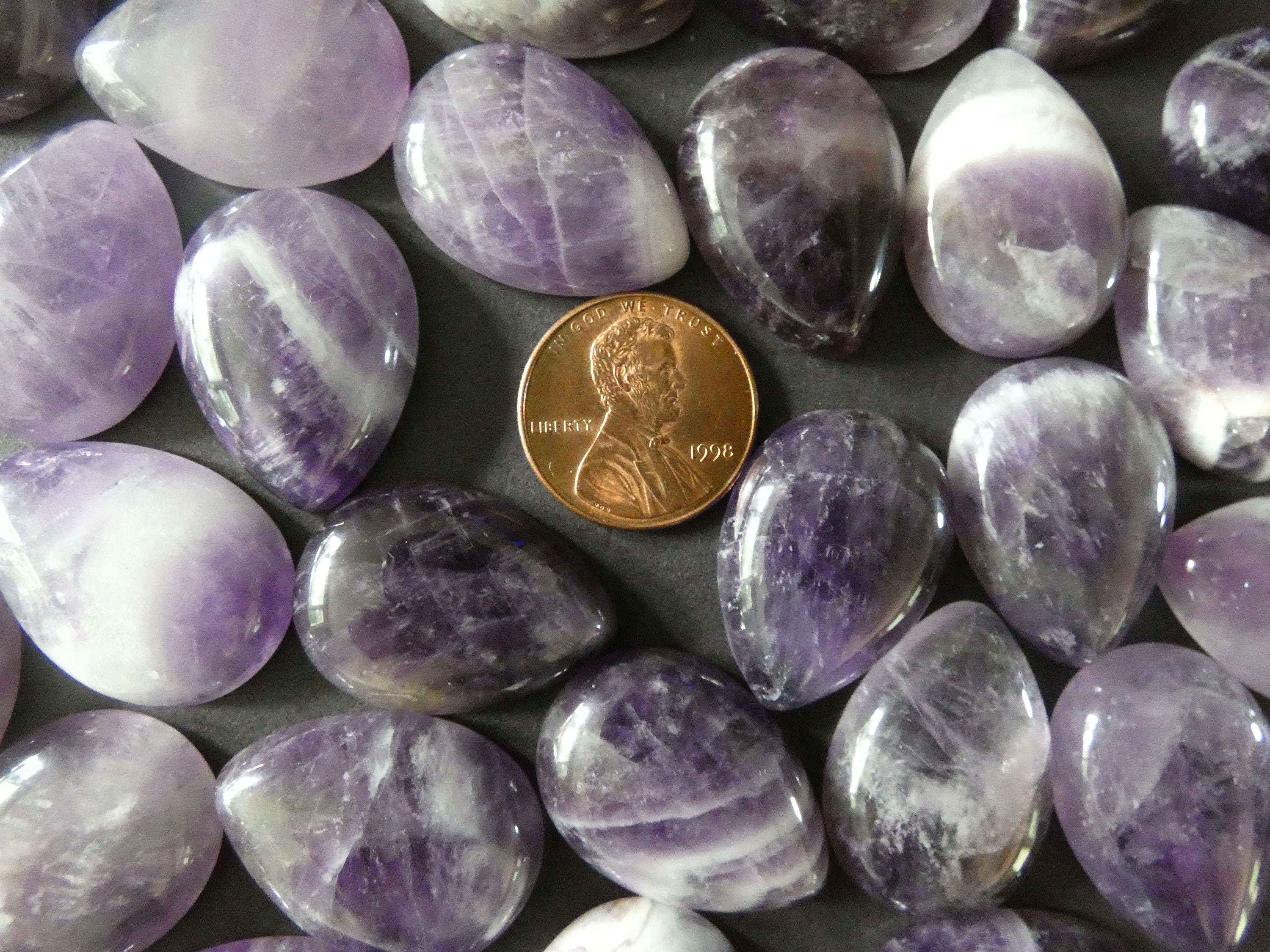 25mm Natural Amethyst Cabochon, Teardrop Gemstone Cabochon, Purple