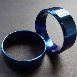 Classic Stainless Steel Blue Ring, Basic Band, Size 7-12, Handcrafted Steel Ring, Men&#39;s Ring, Unisex Wedding Band, Engagement Ring