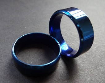 Classic Stainless Steel Blue Ring Basic Band Size 7 12