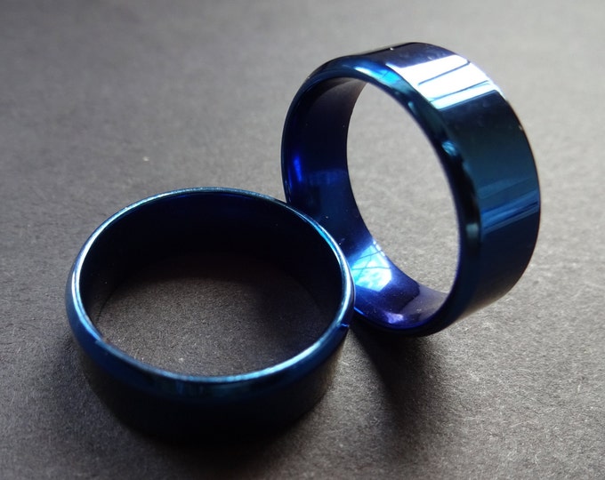 Classic Stainless Steel Blue Ring, Basic Band, Size 7-12, Handcrafted Steel Ring, Men's Ring, Unisex Wedding Band, Engagement Ring