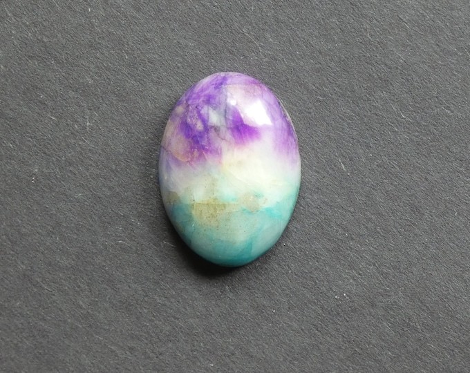 30x22x7.5mm Natural Calcite Cabochon, Gemstone Cabochon, Blue and Purple, Dyed, Oval, One of a Kind, Only One Available, Multicolor Calcite
