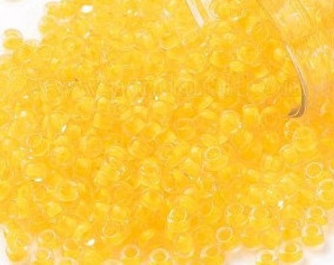 8/0 Toho Seed Beads, Frosted Luminous Neon Tangerine (801F), 10 grams, About 220 Round Seed Beads, 3mm with 1mm Hole, Frosted Finish