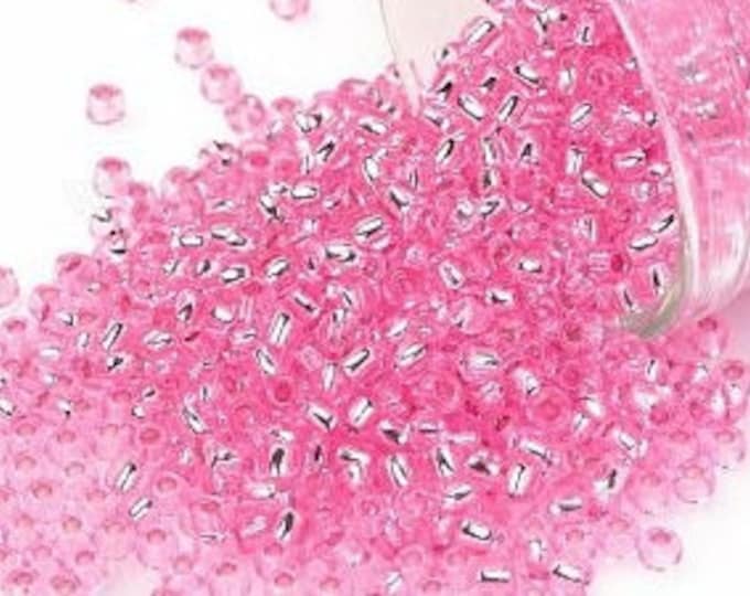 11/0 Toho Seed Beads, Silver Lined Pink (38), 10 grams, About 1110 Round Seed Beads, 2.2mm with .8mm Hole, Silver Lined Finish