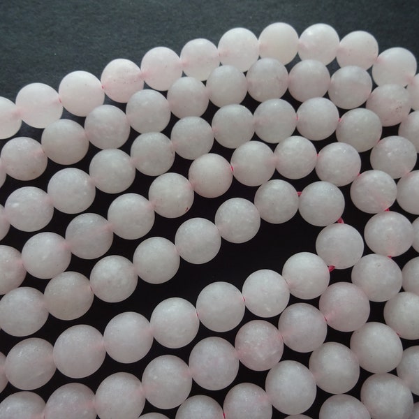 10mm Natural Rose Quartz Frosted Ball Beads, 15.5 Inch Strand, About 36 Gemstone Beads, Round Quartz Stone, Light Pink, Unfinished, Pink