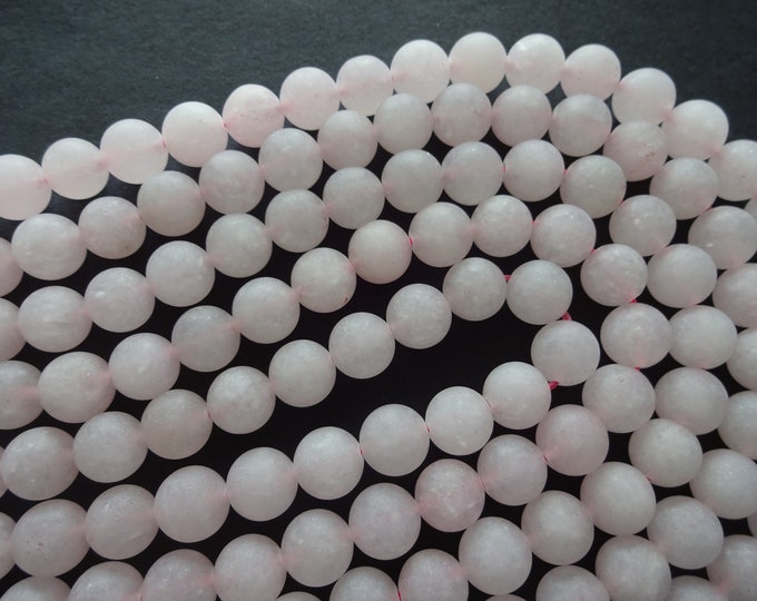 10mm Natural Rose Quartz Frosted Ball Beads, 15.5 Inch Strand, About 36 Gemstone Beads, Round Quartz Stone, Light Pink, Unfinished, Pink