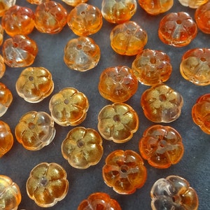 9.5-10mm Glass Pumpkin Beads, Orange Fall Pumpkins, Halloween Bead, Food Bead, Small Glass Beads, Halloween Jewelry, 1.2mm Holes image 3