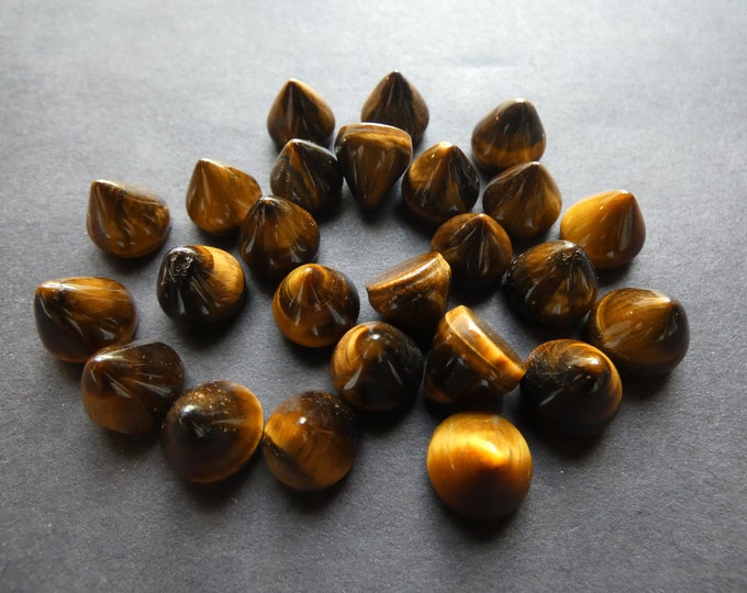 10mm Natural Tiger Eye Cone Cabochon, Round Cabochon, Polished Gem, Cone Cab, Natural Gemstone, Polished, Undrilled, Tiger's Eye, Tigereye