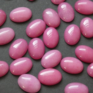 18x13mm Natural White Jade Gemstone Cabochon, Dyed, Bright Pink Oval Cab, Polished Gem Cabochon, Natural Stone, Jade Stone, Colorful Jade