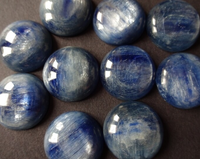 20x5mm Natural Kyanite Cabochon, Round Cabochon, Polished Stone, Blue Cabochon, Natural Stone, Deep Blue, Silvery Effect, Gemstone Jewelry