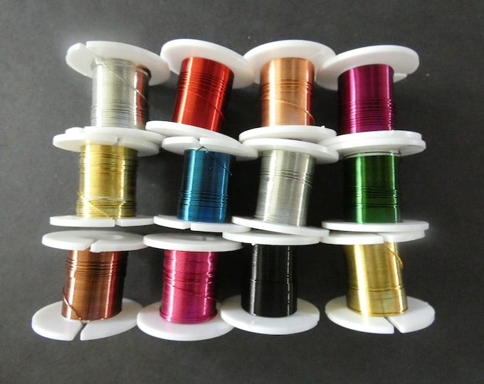 12 Pack Of 0.3mm Copper Wire, 12 Different Colors!, 36 Yards Total, Bulk Wire Mixed Lot, Spools For Beading and Jewelry Making, Wire Set