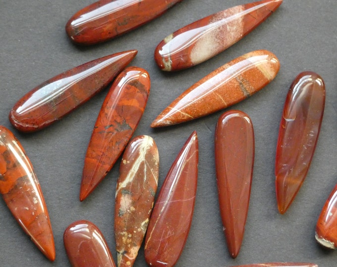 35-37mm Natural Red Rainbow Jasper Side Drilled Cabochon, Teardrop Cabochon, Polished Gem, Stone Cabochon, Natural Polished Red Jasper Stone