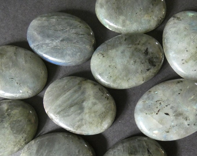 40x30mm Natural Labradorite Cabochon, Large Oval Gemstone, Polished Gem, Translucent, Gray Labradorite Stones, Feldspar Mineral Stone