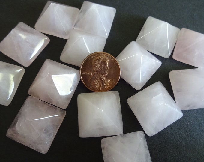 26x26mm Natural Rose Quartz Cabochon, Pyramid Gemstone Cabochon, Pink Stone, Pretty Gem, Polished Gem, Quartz, Light Pink, Triangle