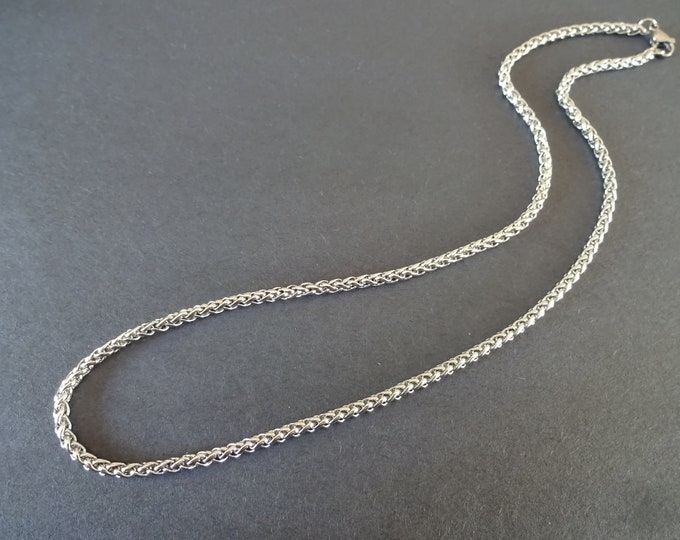 304 Stainless Steel 17.7 Inch Wheat Chain, With Lobster Claw Clasp, Classic Silver Chain, Link Chain, Cut To Size, Wheat Chain Necklace