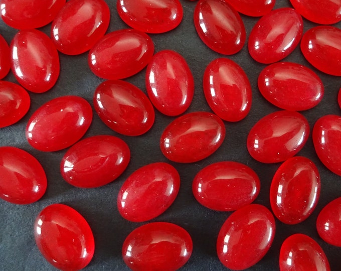14x10mm Natural White Jade Gemstone Cabochon, Dyed, Red Oval Cab, Polished Gem Cabochon, Natural Stone, Jade Stone, Colored Red Jade