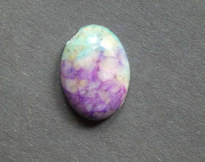 30x22x7.5mm Natural Calcite Cabochon, Gemstone Cabochon, Blue and Purple, Dyed, Oval, One of a Kind, Only One Available, Multicolor Calcite