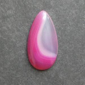49x24mm Natural Striped Agate Cabochon, Large Teardrop, Pink, One of a Kind, Gemstone Cabochon, Only One Available, Banded Agate Cabochon
