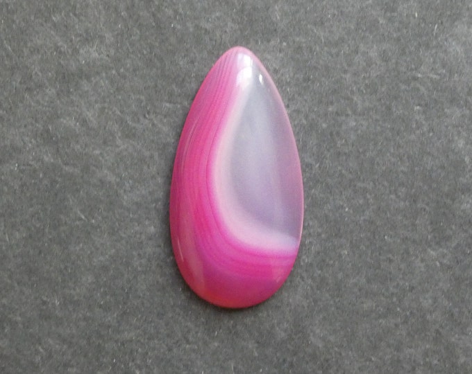 49x24mm Natural Striped Agate Cabochon, Large Teardrop, Pink, One of a Kind, Gemstone Cabochon, Only One Available, Banded Agate Cabochon