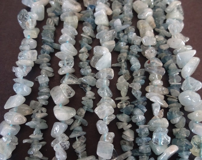 3-12mm Natural Aquamarine Chip Beads, 16 Inch Bead Strand, Light Blue Stone, Nugget Bead, Gemstone, Semi Transparent, Nautical, Blue Bead