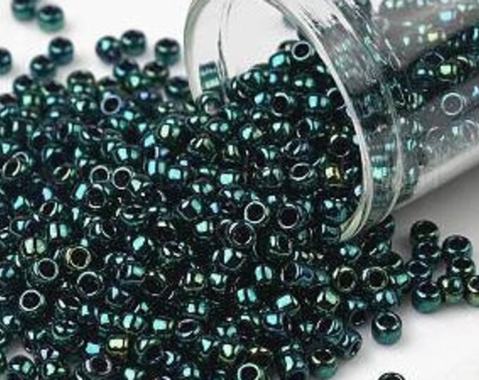 8/0 Toho Seed Beads, High Metallic June Bug (506), 10 grams, About 222 Round Seed Beads, 3mm with 1mm Hole, High Metallic Finish