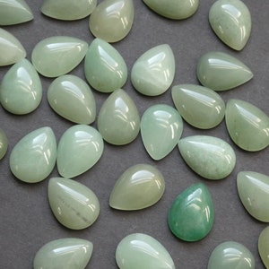 18x13mm Natural Green Aventurine Gemstone Cabochon, Teardrop, Polished Gem Drop, Natural Gemstone, Light Green Stone, Semi Transparent