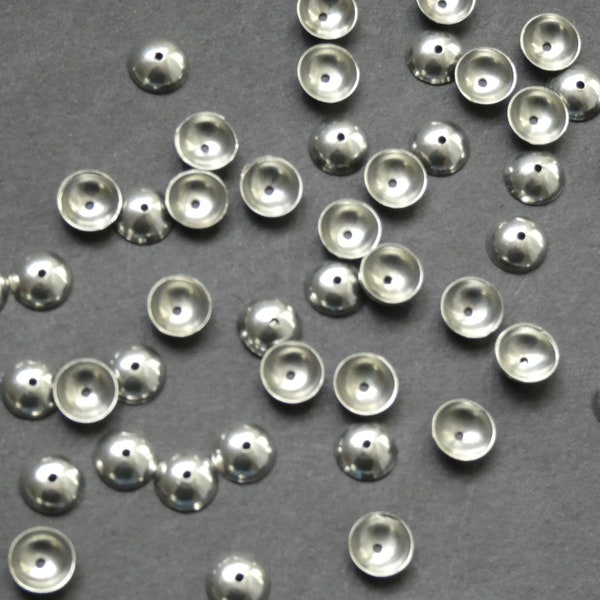 50 PACK of Stainless Steel Bead Caps, Silver Color Metal, Half Ball Shape Bead Caps, Ball Bead Caps, Silver Bead Caps, 6mm Bead Caps