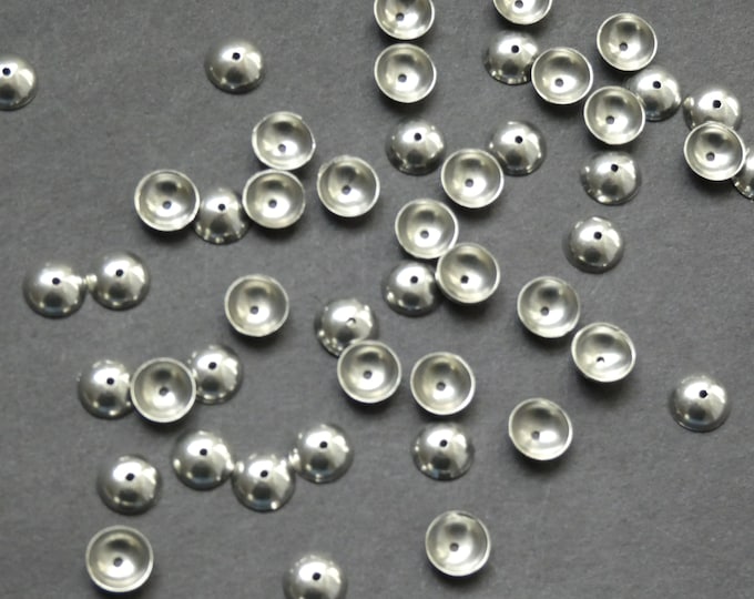 50 PACK of Stainless Steel Bead Caps, Silver Color Metal, Half Ball Shape Bead Caps, Ball Bead Caps, Silver Bead Caps, 6mm Bead Caps