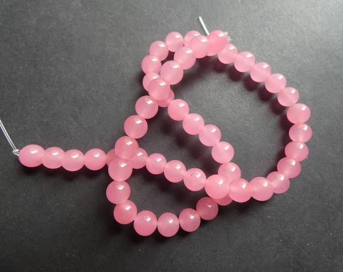 15 Inch 8mm Pink Natural Malaysia Jade Bead Strand, Dyed, About 48 Round Ball Beads, Light Pink Jade Strand, Natural Gemstone Bead, 1mm Hole