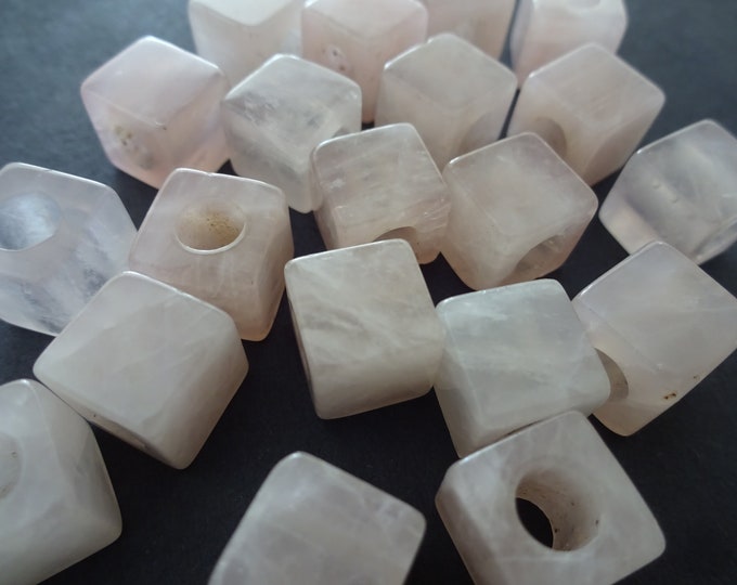 10mm Natural Rose Quartz Cube Beads, 10x10x10mm, 4.5-5mm Hole, Quartz Crystal Beads, Natural Stone, Light Pink Quartz, Stone Cubes, Squares