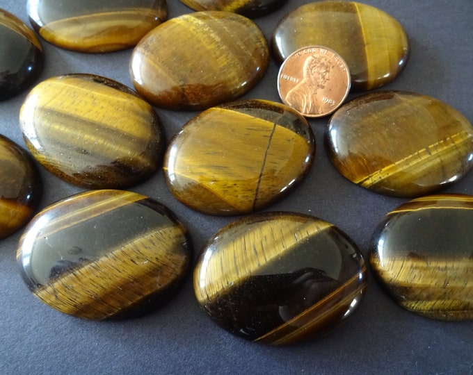 40x30mm Natural Tiger Eye Gemstone Cabochon, Oval Cabochon, Polished Gem, Large Cabochon, Natural Gemstone, Polished, Natural Tigereye