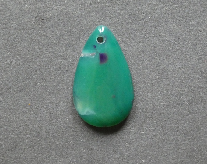 34x20mm Natural Striped Agate Pendant, Banded Agate, Gemstone Pendant, Green, Dyed, One of a Kind, Large Teardrop Pendant, Agate Charm