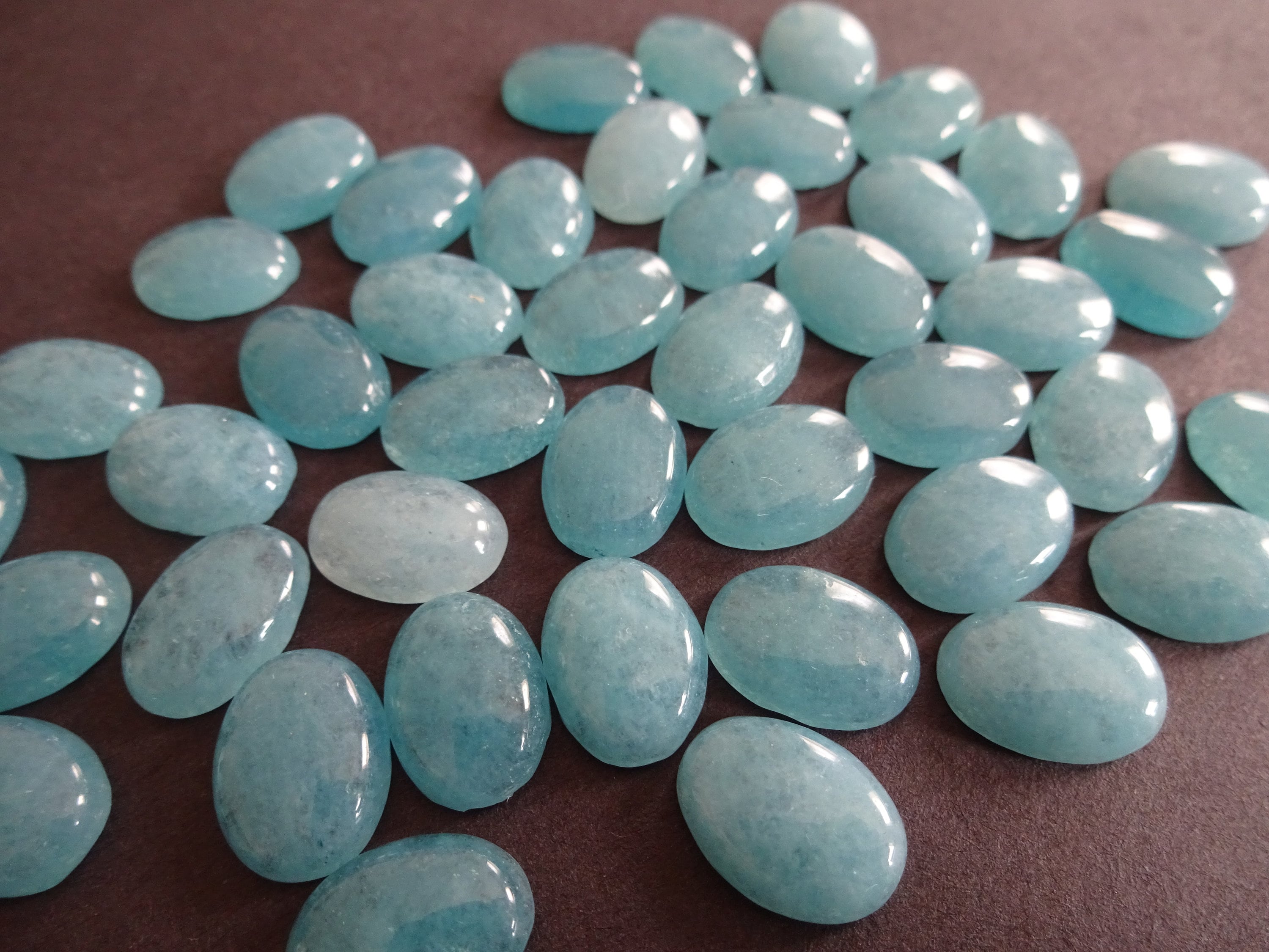 14x10x35mm Natural Aquamarine Quartz Cabochon Oval Gemstone Cabochon