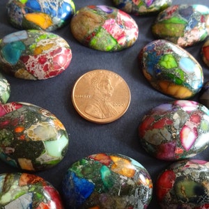 25x18x9mm Regalite Cabochon, Mixed Color, Bright Gemstone Cabochon, Oval, Polished Gem, Large Focal, Colorful Stone, Jewelry Idea, Rainbow image 2