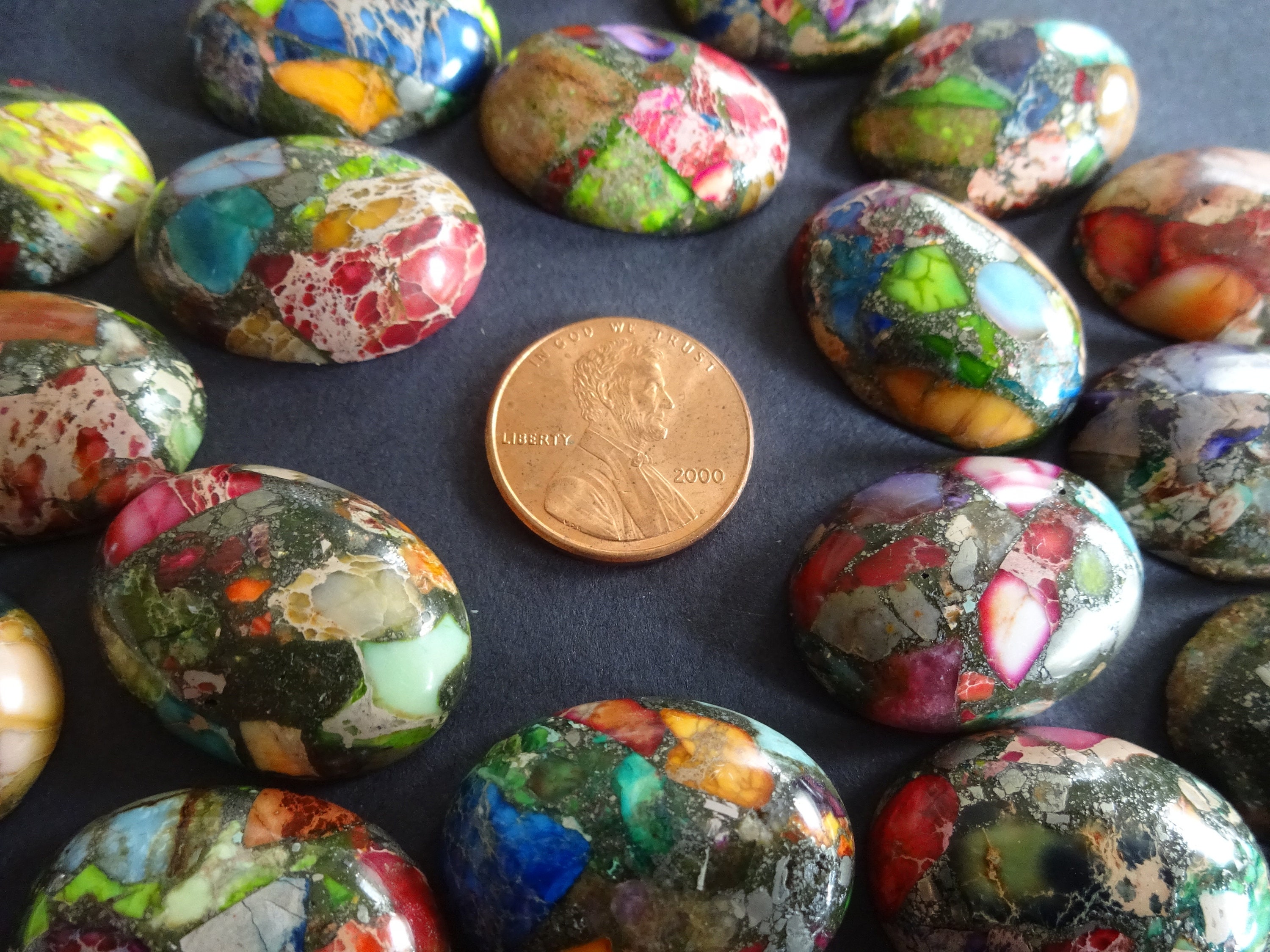 25x18x9mm Regalite Cabochon, Mixed Color, Bright Gemstone Cabochon