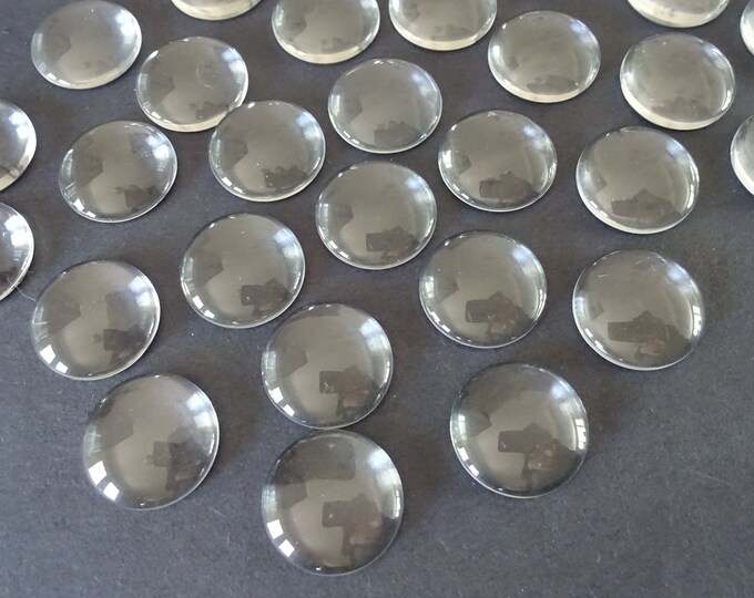 17.5-18mm Transparent Glass Cabochon, Dome Cabochon, Clear Glass Gem, Glass Jewelry Making, Glass Cab, Simple Glass Stone, Glass Crystal