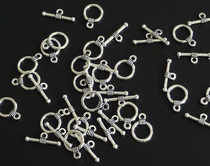 Metal Toggle Clasps, Antiqued Silver Jewelry Clasps, Jewelry Making Toggle and T-Bar Clasp Sets, Bracelet Clasp, Necklace Clasp, Tibetan