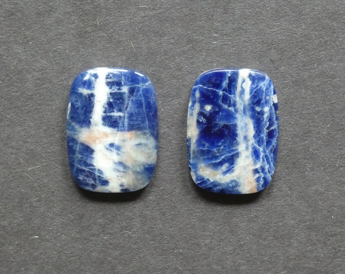 2 PACK 25x18x4mm Natural Sodalite Cabochons, Gemstone Cabochon Set, Blue, Rectangle Cabochon, Cabochon Pair, One of a Kind Cabochons