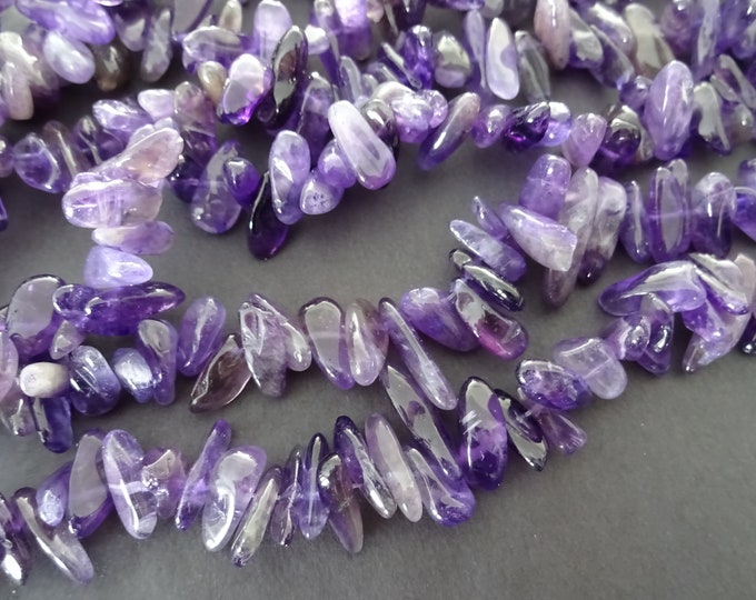 16 Inch 5-22mm Natural Amethyst Bead Strand, About 100 Stones, Deep Purple, Natural Nugget Stone, Drilled Amethyst Chip Stone, Polished