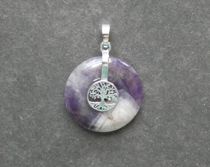 35x30mm Natural Amethyst Pendant, with Platinum Tone Brass Findings, Tree of Life Pendant, One of a Kind, Purple, Amethyst Charm, Unique