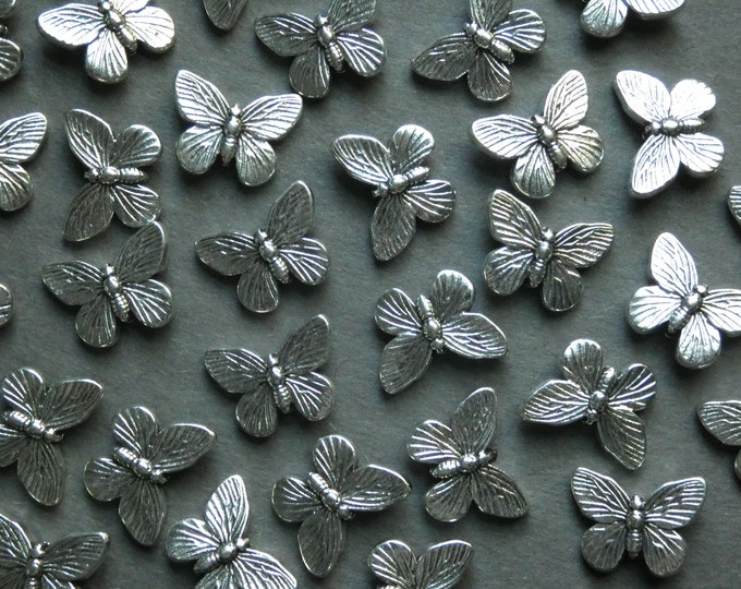 20 PACK of 18x14mm Metal Butterfly Bead, Tibetan Silver Bead, Antique Silver Color, Animal Bead, Metal Insect, Insect Charm Bead, Bug Bead