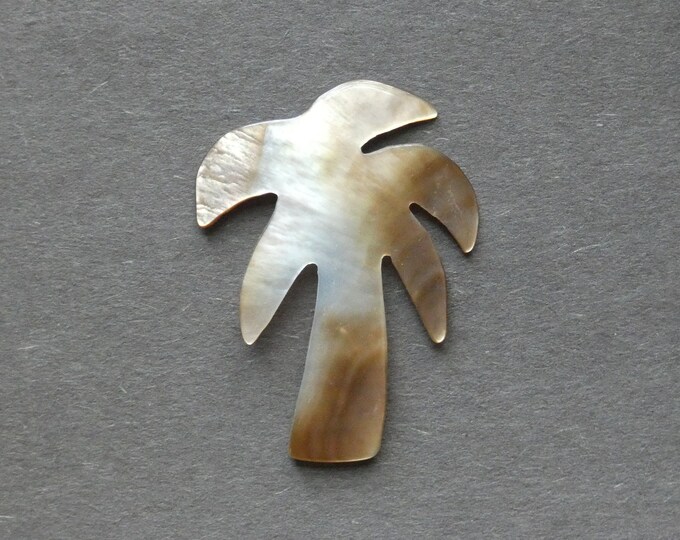 39x29mm Natural Black Lip Shell Cabochon, Coconut Tree Cabochon, One of a Kind, Black Lip Shell Tree, Iridescent Cabochon,Coconut Tree Charm