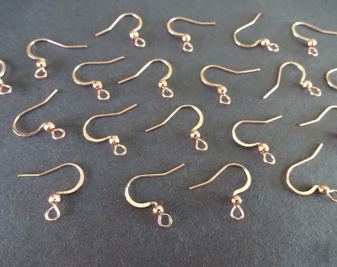 20 Pack Stainless Steel 19mm Rose Gold Color Earring Hooks, Basic