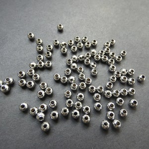 50 PACK 304 Stainless Steel 4mm Ball Beads, Silver Color, 1mm Hole, Classic Round Beads, Jewelry Making Supply, Metallic, Steel Beads