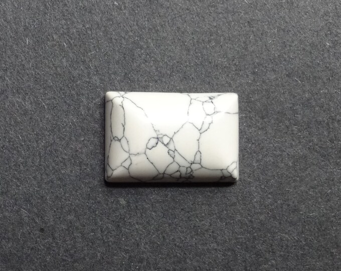 30x20 Natural Howlite Cabochon. Rectangle, White and Gray, One Of A Kind, As Seen In Image, Only One Available, White Howlite Stone Cabochon